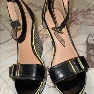 JustFab Black Heels with Gold Accents